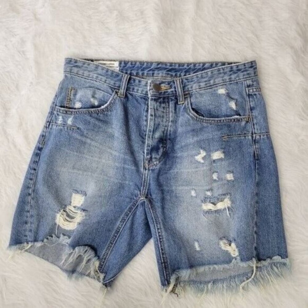 Man x One Teaspoon Light Wash Distressed Denim Mr. Blacks Jean Shorts Men's 31